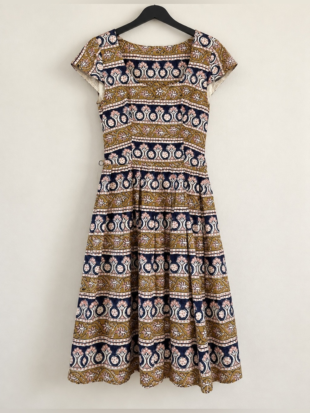 Corey Lynne Calter Retro Inspired Bohemian Print Midi Dress NO BELT EUC 0 #1680